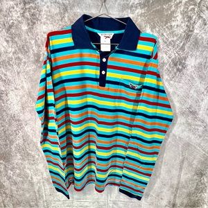 Retro Fox Mens Extra Large Striped Pullover Long Sleeve Shirt